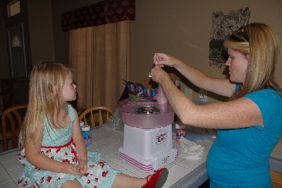 "Miss B. & Mom Making Cotton Candy"