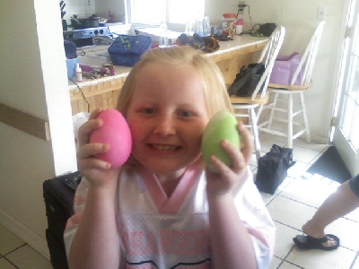" Judy's Other Grand Daughter Decorating Goose Eggs For Easter "
