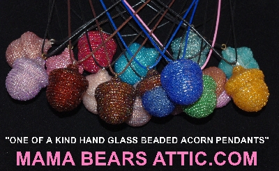 Artisan Beadwork: Unique Glass Beaded Acorn Pendants