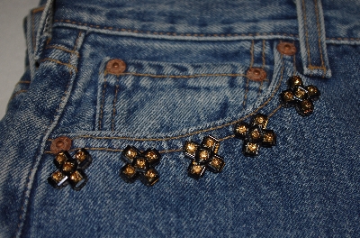 Artisan Beadwork:  "Bead & Rhinestone Blue Jean Pins"