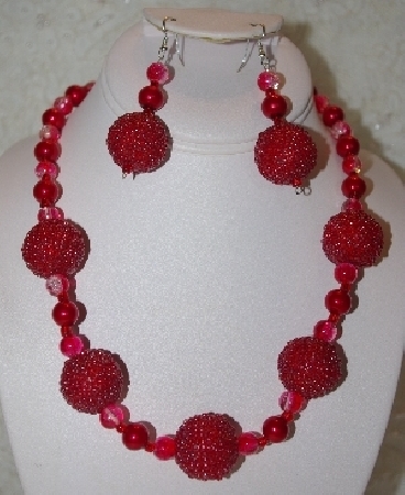 Artisan Beadwork:  Unique Hand Made Bead Necklace & Earring Sets D