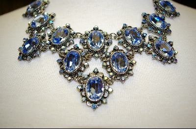 +  Vintage Look Blue Austrian Crystal Necklace W/ Matching Earrings