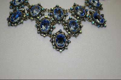 +  Vintage Look Blue Austrian Crystal Necklace W/ Matching Earrings