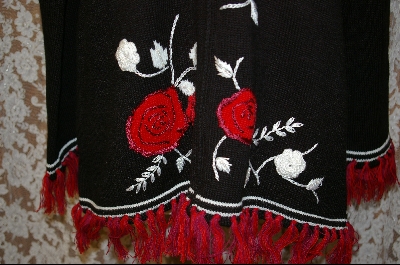 +Item MBA #8004   "StoryBook Knits Limited Edition Black & Red  Rose Sweater
