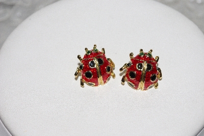 +MBAMG #79-130  "Vintage Enameled Ladybug Earrings"