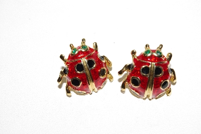 +MBAMG #79-130  "Vintage Enameled Ladybug Earrings"