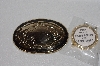 +MBAMG #79-133  "1980's Goldtone & Black Enamel Belt Buckle With 39MM Attachment For Coins Or Gemstones"