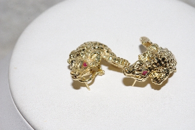 +MBAMG #79-048  "14K Yellow Gold Italian Made Crocodile Artform Earrings"