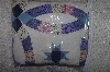 +MBAMG #11-753  "Hand Quilted Patch Work Blue Star Wedding Ring Quilt"