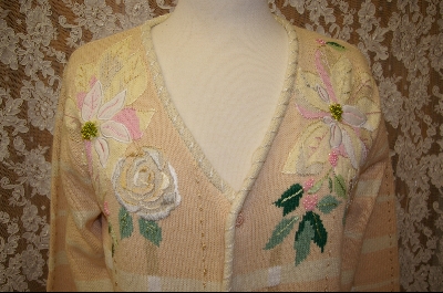 +MBA #7974   "StoryBook Knits Limited Edition Poinsettia & Rose Cream Colored Sweater