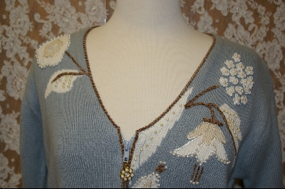 +MBA #7968  "StoryBook Knits Limited Edition Grey Floral Sweater