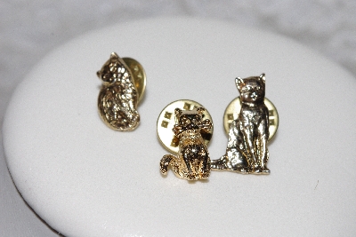 +MBAMG #11-0944  "Set Of 3 Gold Plated Cat Pins"