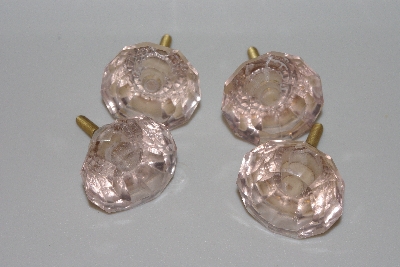 +MBAMG #12-005  "Set Of 4 Faceted Pink Glass Drawer Knobs"
