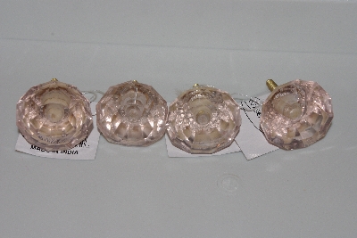 +MBAMG #12-005  "Set Of 4 Faceted Pink Glass Drawer Knobs"