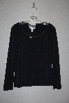 +MBAMG #11-1231  "Geroge Simonton Black Knit Top With Faux Chain Detail"