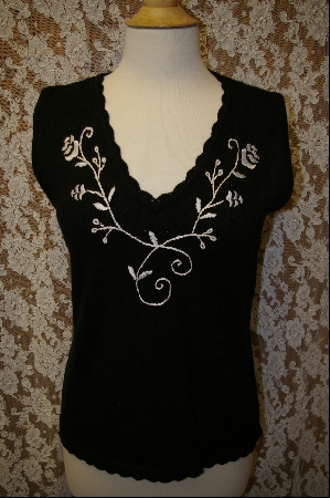 +MBA #7947  "StoryBook Knits Black Embroidered Tank