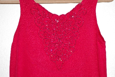 +MBAMG #12-024  "Surya One Of A Kind Red Rayon Hand Beaded Tank"
