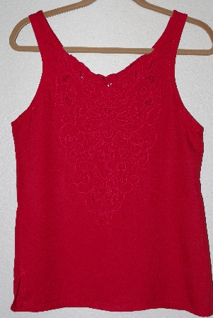 +MBAMG #12-024  "Surya One Of A Kind Red Rayon Hand Beaded Tank"