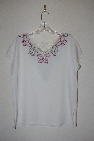 +MBAMG #12-002  "Surya White One Of A Kind Hand Embelished Top"
