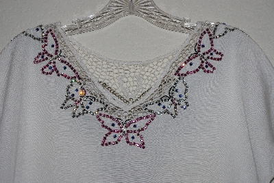 +MBAMG #12-002  "Surya White One Of A Kind Hand Embelished Top"