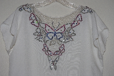 +MBAMG #12-002  "Surya White One Of A Kind Hand Embelished Top"