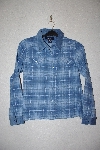+MBAMG #76-009  "Denim & Co Blue Plaid Flannel Shirt With Corduroy Trim"