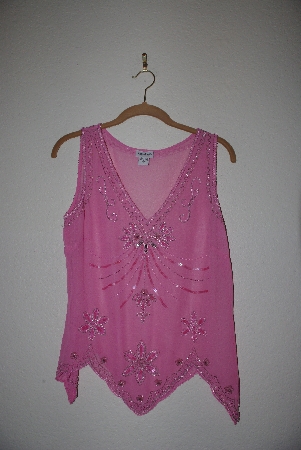 +MBAMG #76-057  "Together Fancy Pink Sheer Embelished Tank"