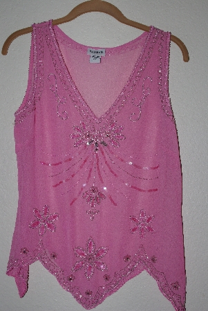 +MBAMG #76-057  "Together Fancy Pink Sheer Embelished Tank"