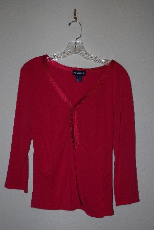 +MBAMG #76-039  "Florenza Red Stretch Ribbion Trim Top"