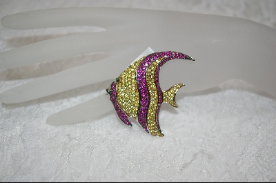 +MBA #CW-RAP  "Charles Winston Created Ruby and Yellow Cz Angel Fish Pin
