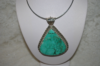 +MBATQ #1-1028  "Large Sterling Blue Turquoise Pendant"