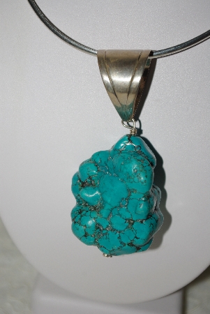 +MBATQ #1-1049  "Large Blue Turquoise Nugget Pendant"