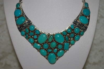 +MBATQ #1-1053  "Large Fancy 36 Stone Blue Turquoise Necklace"