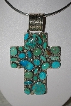 +MBATQ #1-1059  "Artist "NAKAI"  Signed Fancy Blue & Green Turquoise Cross Pendant"
