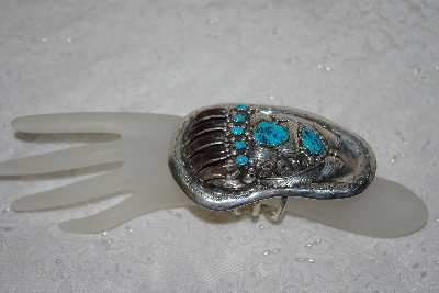 +MBATQ #1-1063  "Artist "ES"  Signed Fancy Blue Turquoise & Bear Claw Bracelet"