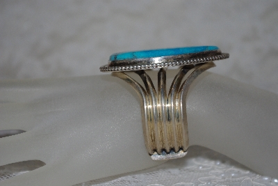 +MBATQ #1-1082  "Artist "Bear Hallmark" Stamped Fancy Blue Turquoise Cuff Bracelet"