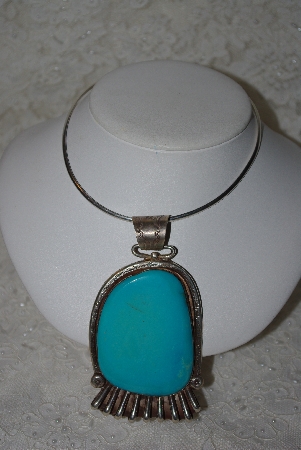 +MBATQ #1-1093  "Large Artist "RA"  Signed Blue Turquoise Pendant"