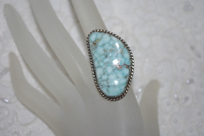 +MBATQ #1-1120  "Artist "Fancy F"  Signed Blue Turquoise Ring"