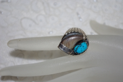 +MBATQ #1-1149  "Blue Turquoise & Bear Claw Ring"