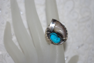 +MBATQ #1-1149  "Blue Turquoise & Bear Claw Ring"