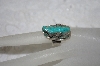 +MBATQ #1-1158  "Artist  "KH"  Signed Fancy Carved Blue Turquoise Lizzard Ring"