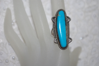 +MBATQ #1-1164  "Artist Stamped Blue Turquoise Ring"