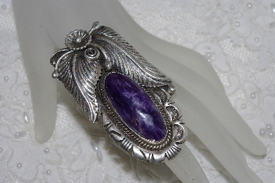 +MBATQ #1-1210  "Artist "Robert/Noreen Kelly"  Signed Large Fancy Charolite Sterling Ring"