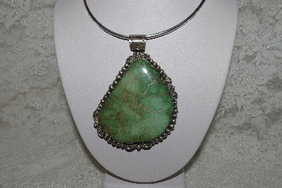 +MBATQ #2-065  "Large Fancy Artist "DD"  Signed Green Turquoise Pendant"