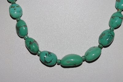 +MBATQ #2-081  "Fancy Green Turquoise Bead Necklace"
