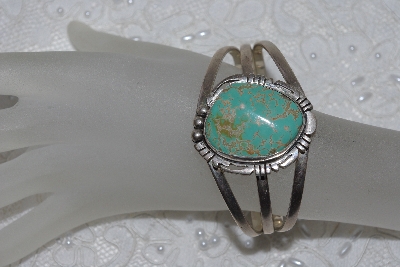 +MBATQ #2-102  "Artist "A"  Signed Green Turquoise Cuff Bracelet"