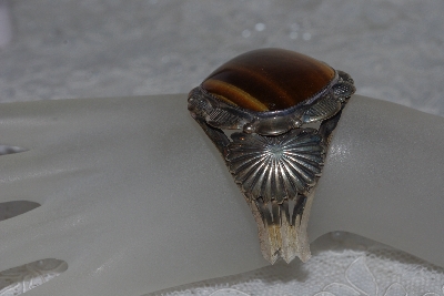 +MBATQ #2-108  "Fancy Artist Signed Tiger Eye Cuff Bracelet"