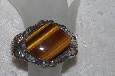 +MBATQ #2-108  "Fancy Artist Signed Tiger Eye Cuff Bracelet"