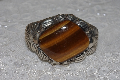 +MBATQ #2-108  "Fancy Artist Signed Tiger Eye Cuff Bracelet"
