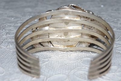 +MBATQ #2-128  "Artist Robert/Noreen Kelly"  Signed Fancy Green Turquoise Cuff Bracelet"